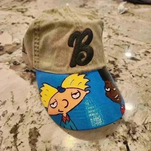 Custom Painted Nickelodeon Arnold Anvil Unstructured Ball Baseball Cap - Picture 1 of 8